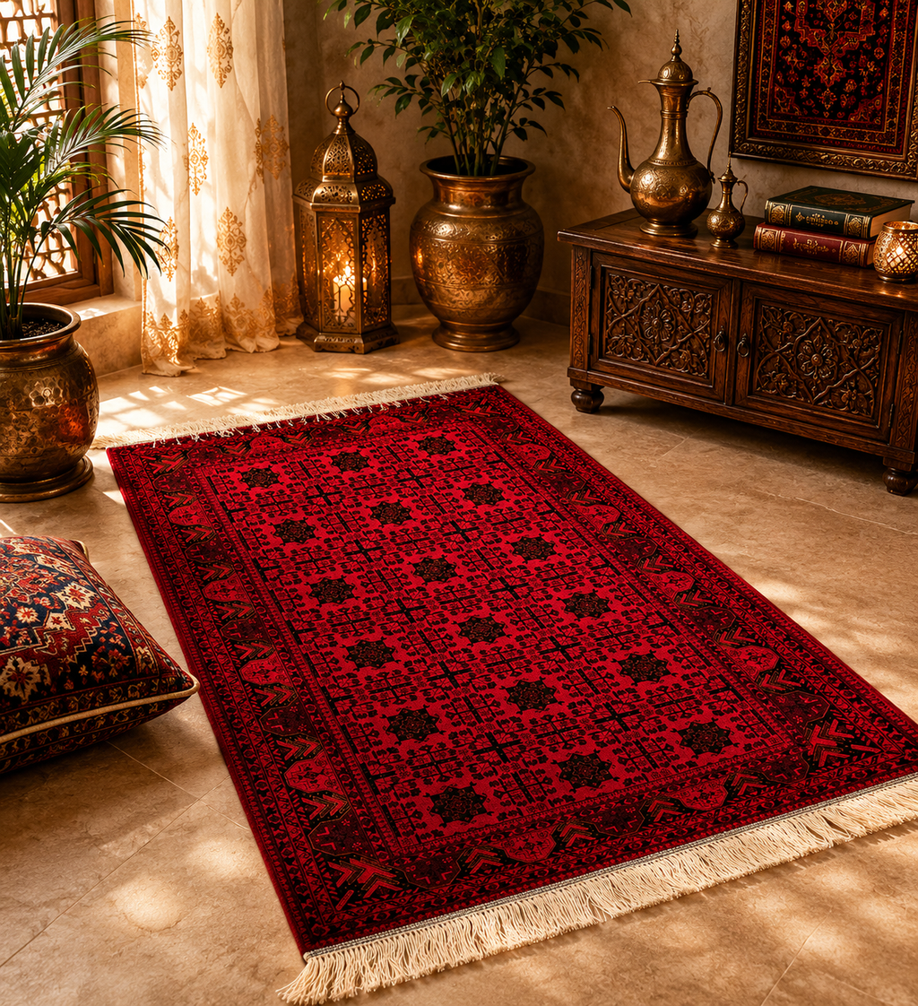 Turkish Silk Prayer Rug Red Islamic Seccade 2x4 Ft Brand New