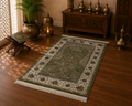 Green Turkish Prayer Rug Silk Seccade 2x4 Ft Made in Turkey