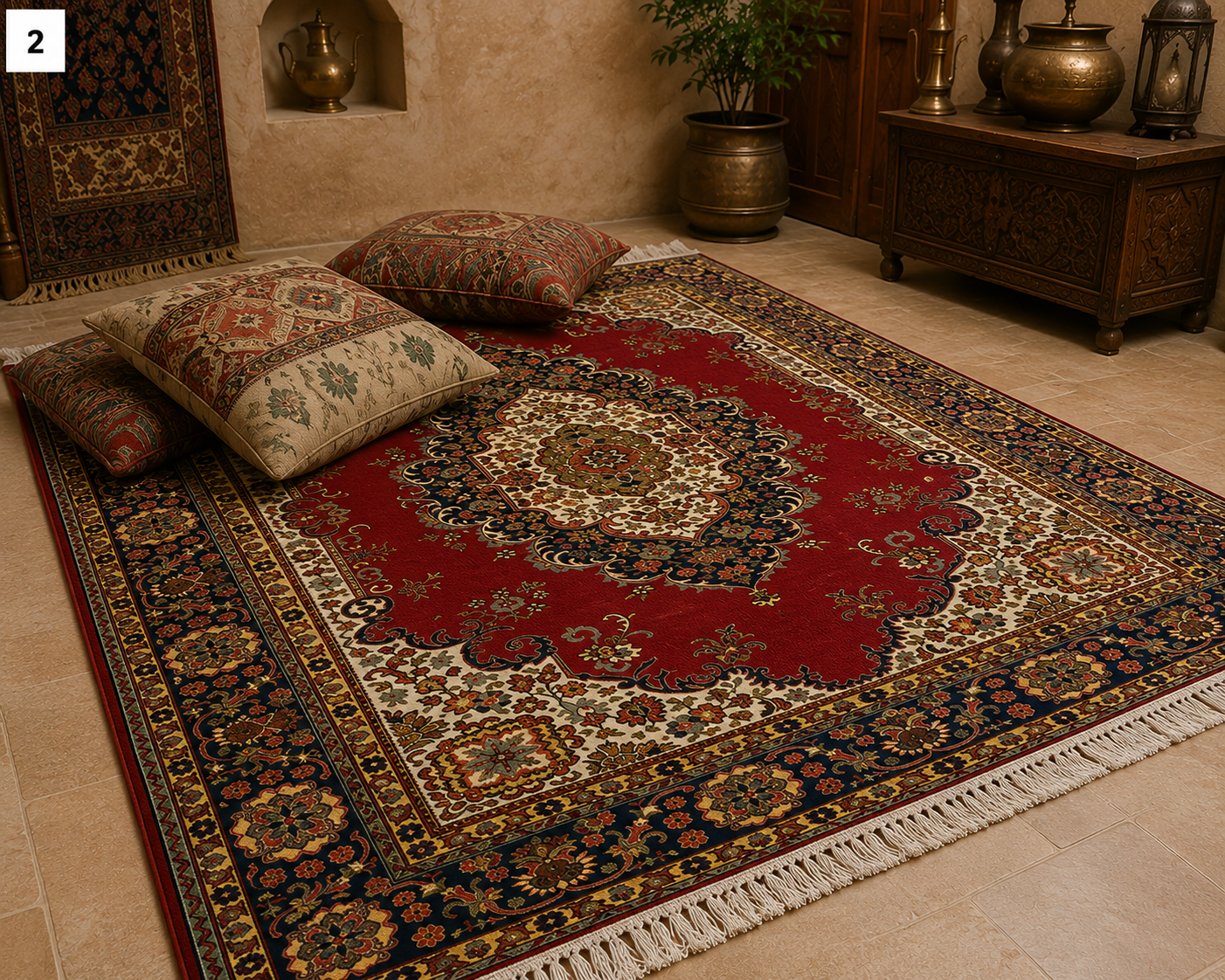 Vintage Turkish Handmade Oriental Rug 7x10 Red Floral Wool Carpet 1970s
