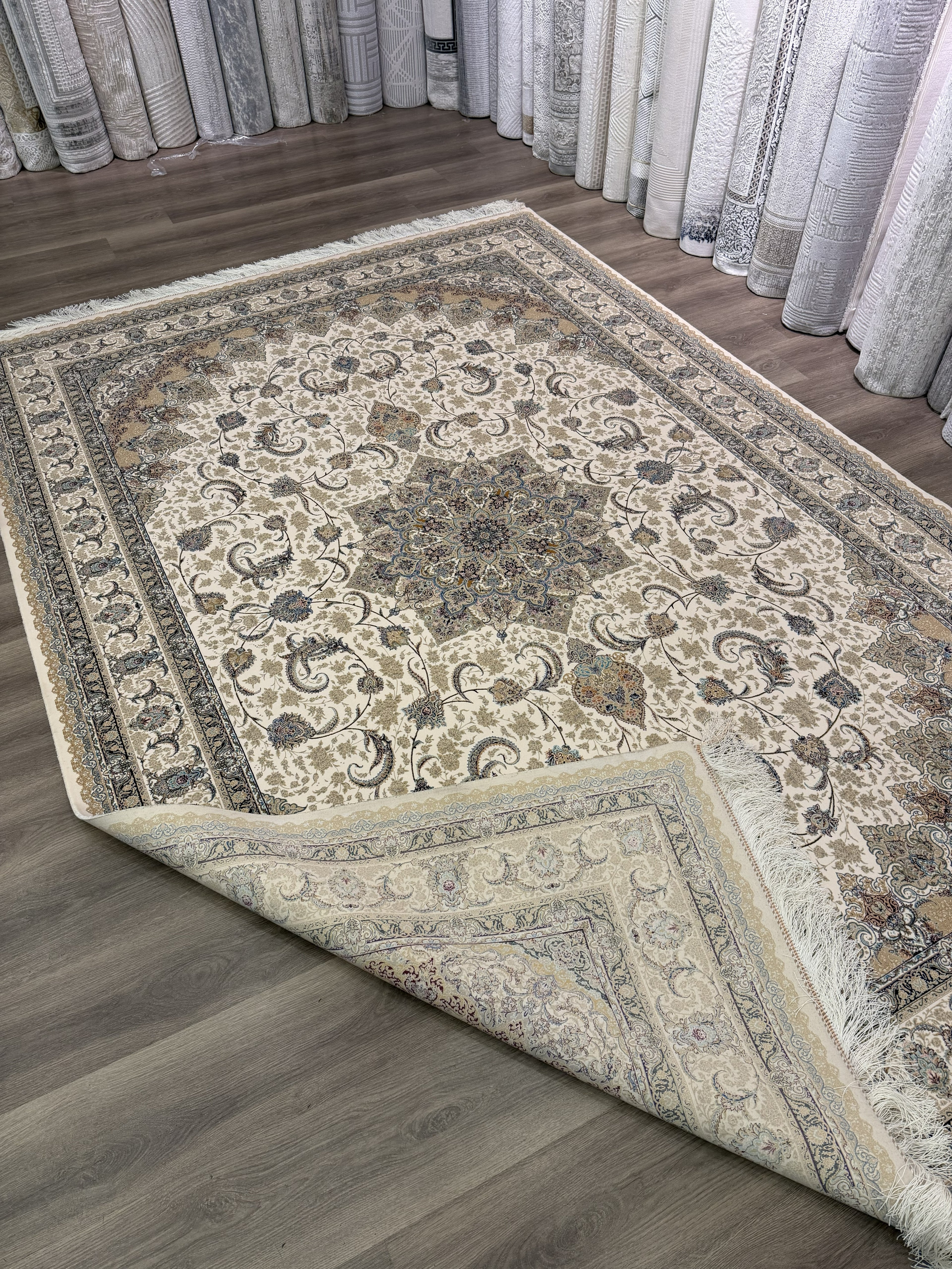 Luxury Turkish Silk Rug 7x10 Ft Beige Ivory Floral Oriental Area Carpet new