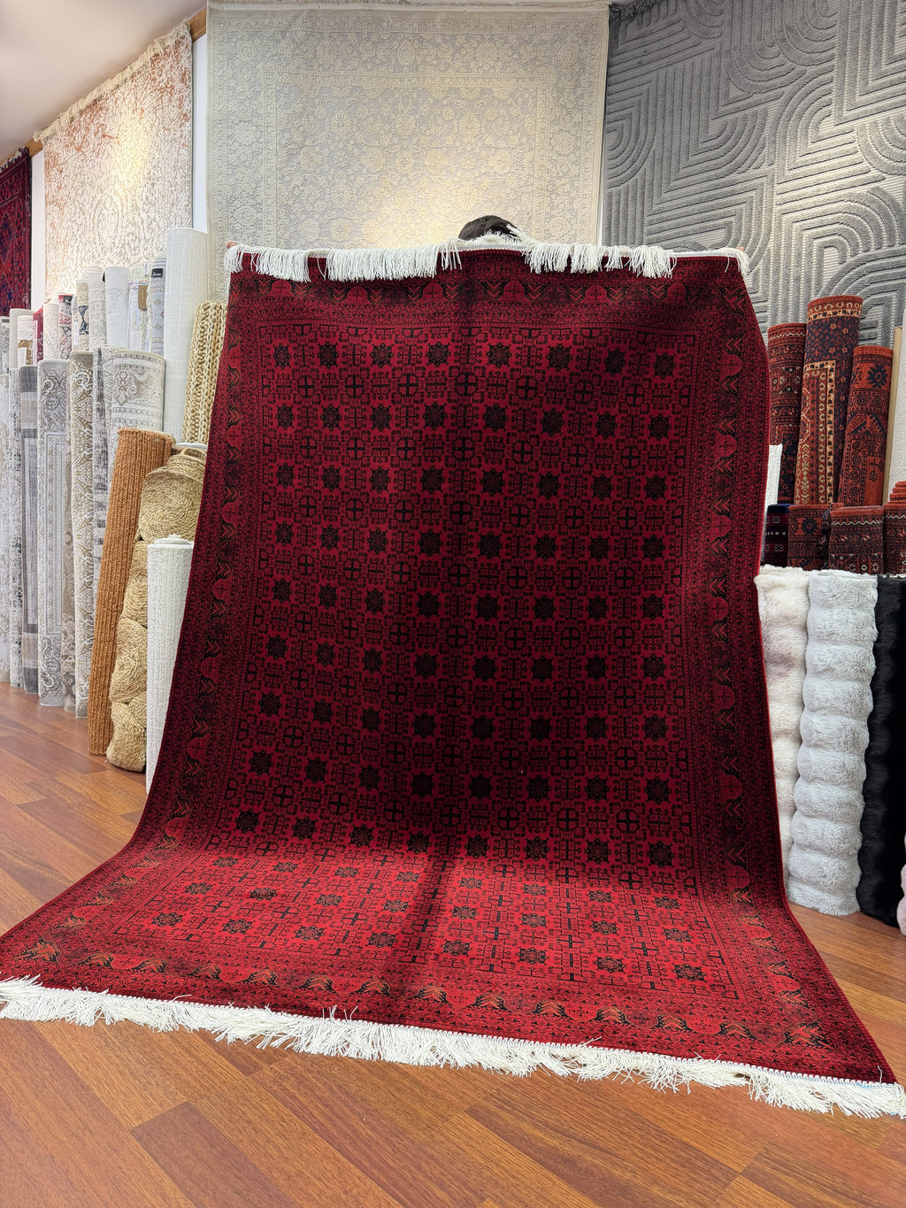 Turkish Silk Blend Rug 7x10 Ft Red Black Oriental Hereke Style Area Rug