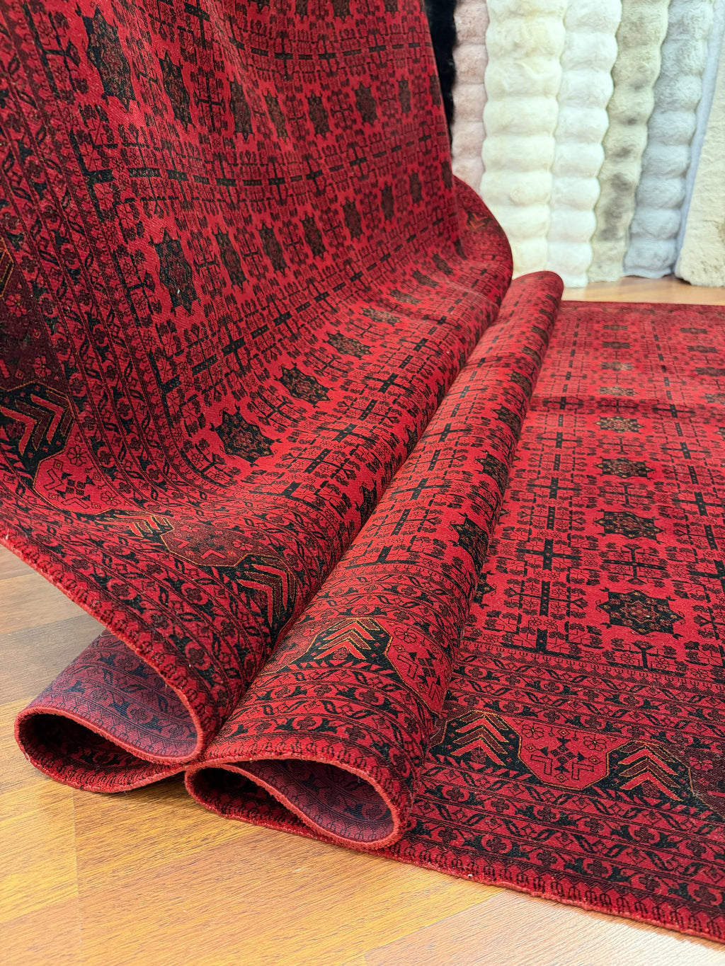 Turkish Silk Blend Rug 7x10 Ft Red Black Oriental Hereke Style Area Rug