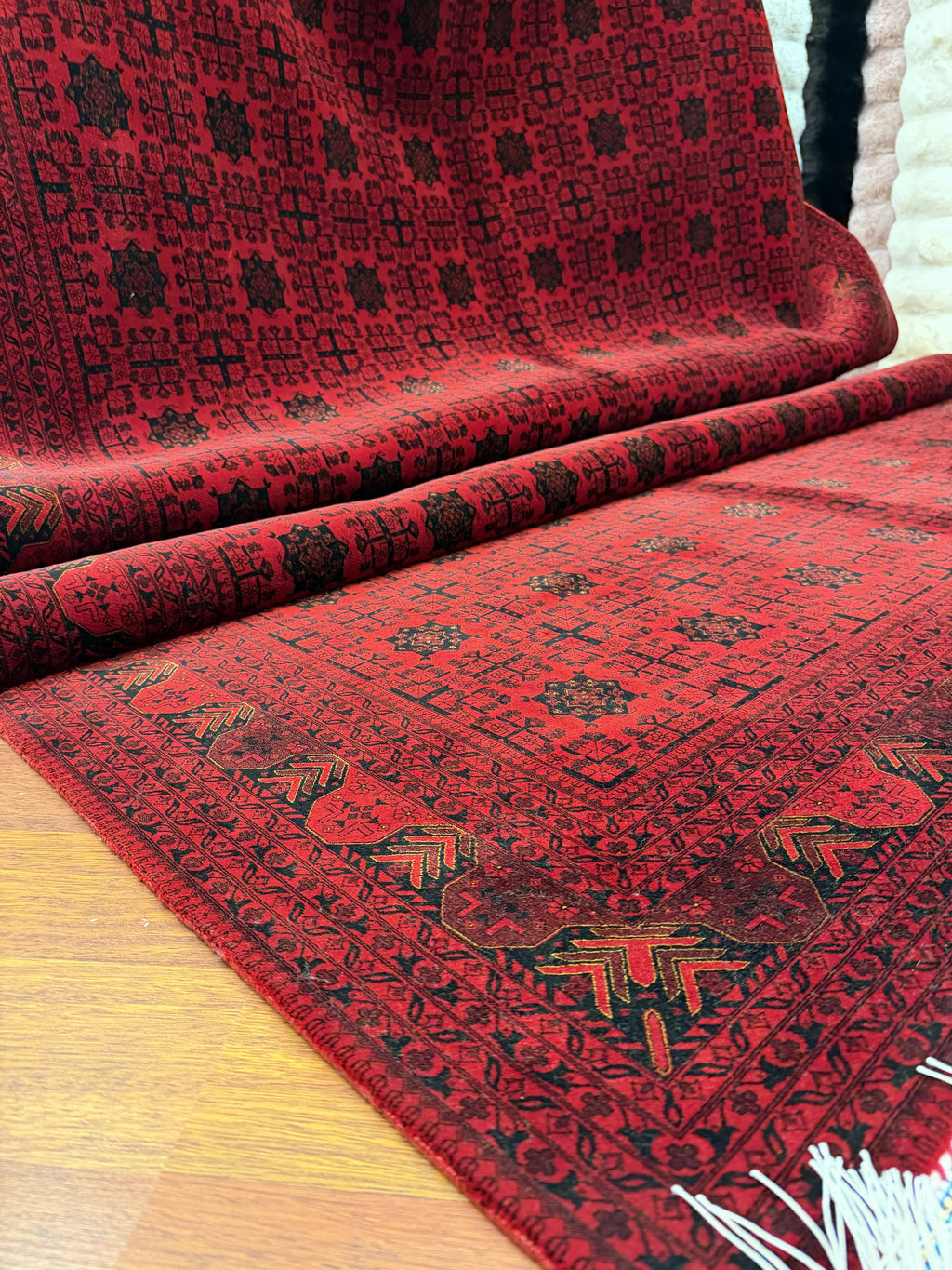 Turkish Silk Blend Rug 7x10 Ft Red Black Oriental Hereke Style Area Rug