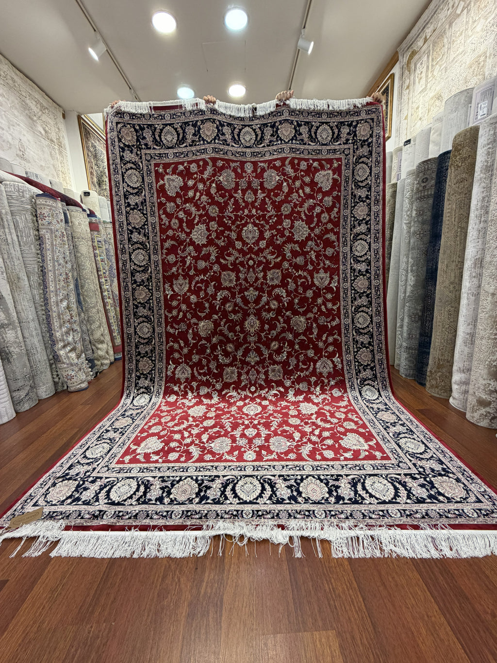 Luxury Turkish Silk Rug 7x10 Ft Red Black Persian Oriental Area Carpet brand new
