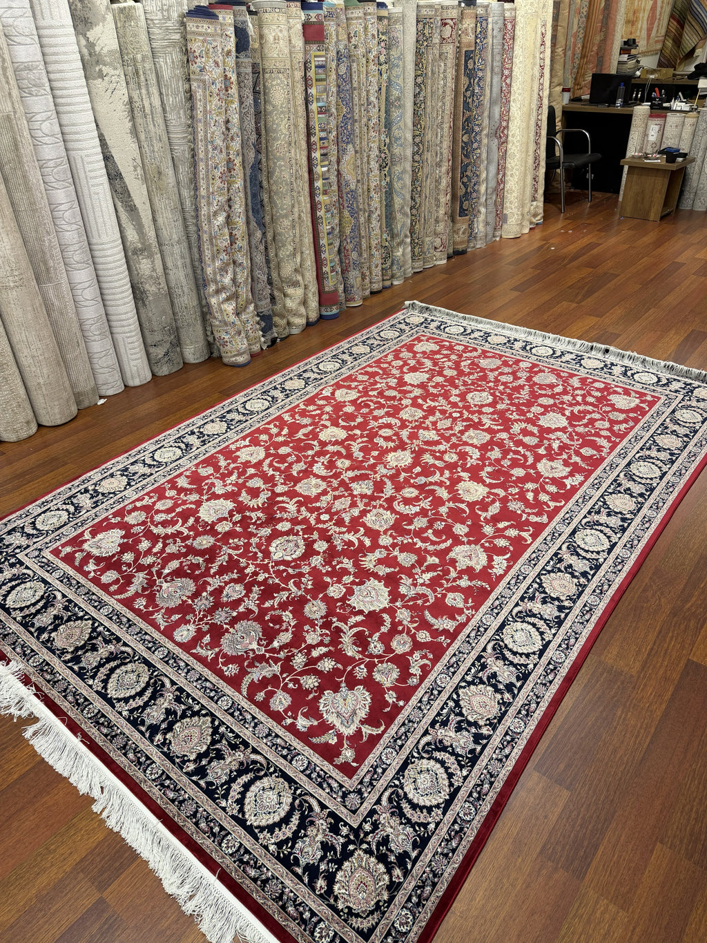 Luxury Turkish Silk Rug 7x10 Ft Red Black Persian Oriental Area Carpet brand new