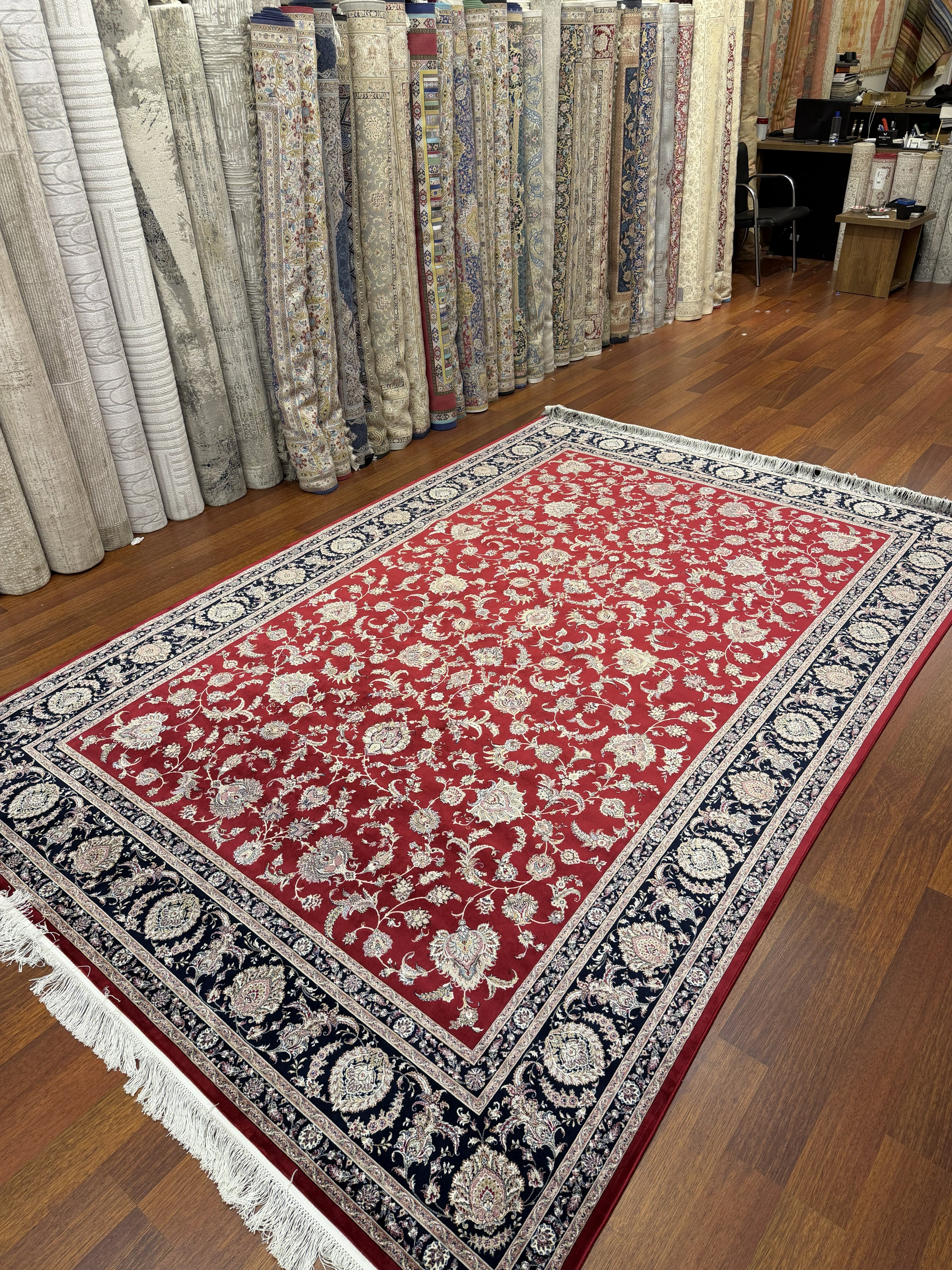 Luxury Turkish Silk Rug 7x10 Ft Red Black Persian Oriental Area Carpet brand new