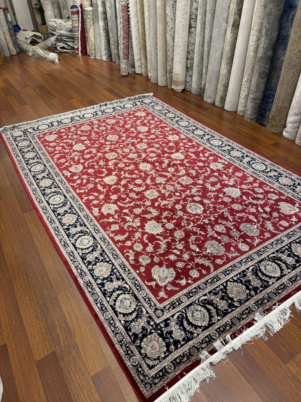 Luxury Turkish Silk Rug 7x10 Ft Red Black Persian Oriental Area Carpet brand new