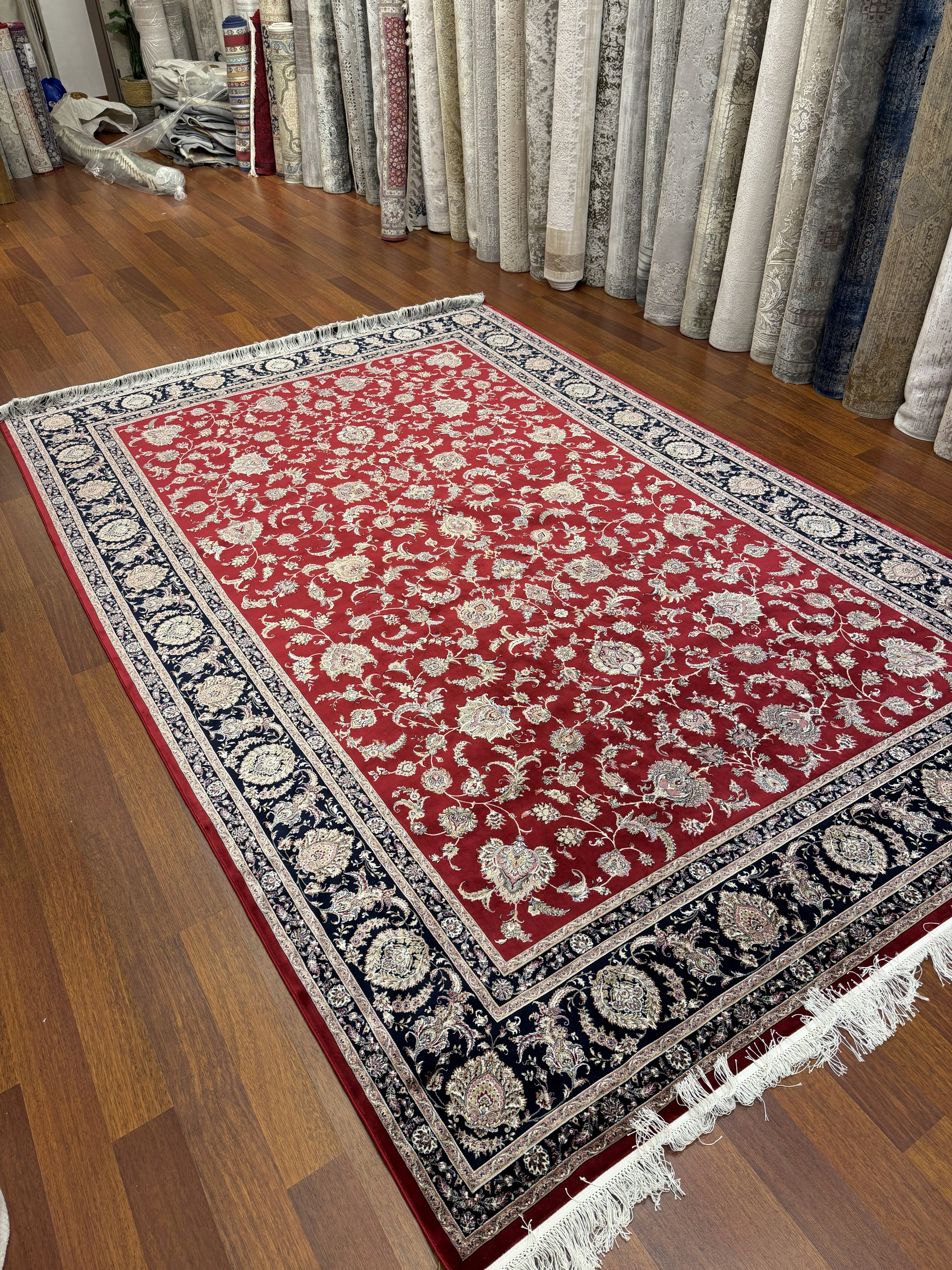 Luxury Turkish Silk Rug 7x10 Ft Red Black Persian Oriental Area Carpet brand new