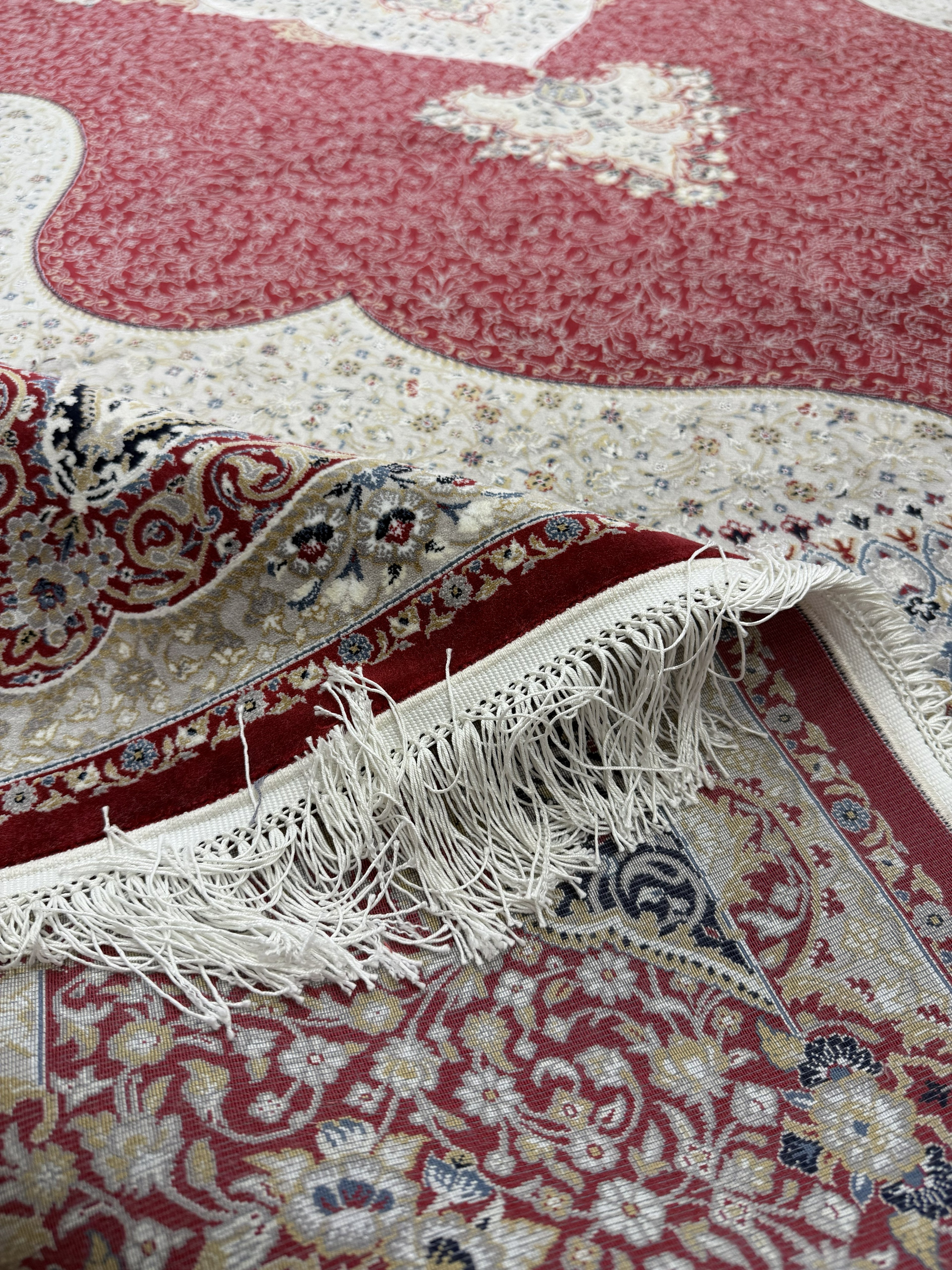 Luxury Turkish Silk Rug 7x10 Red Ivory Oriental Area Carpet Handmade Fringe New