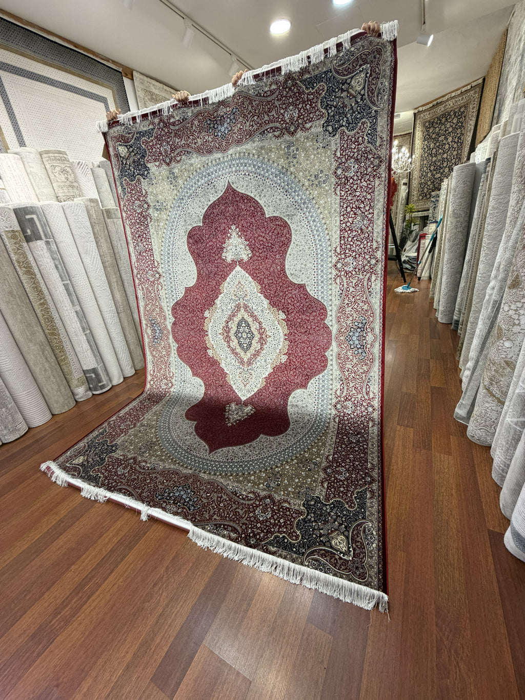 Luxury Turkish Silk Rug 7x10 Red Ivory Oriental Area Carpet Handmade Fringe New