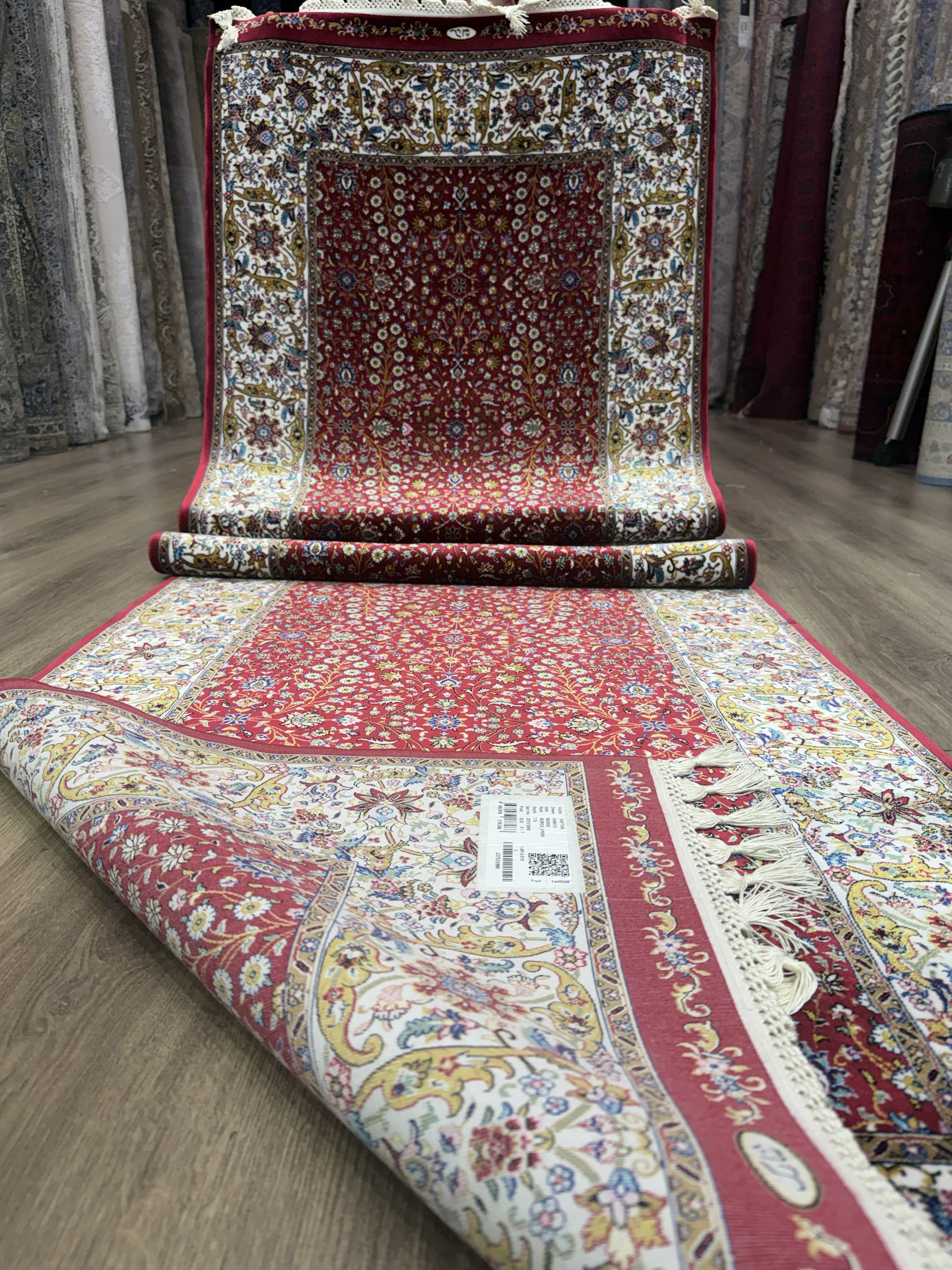 3x10 Turkish Silk Runner Rug Ivory Red Oriental Hallway Runner brand new