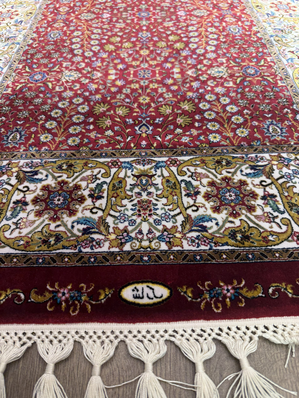 3x10 Turkish Silk Runner Rug Ivory Red Oriental Hallway Runner brand new