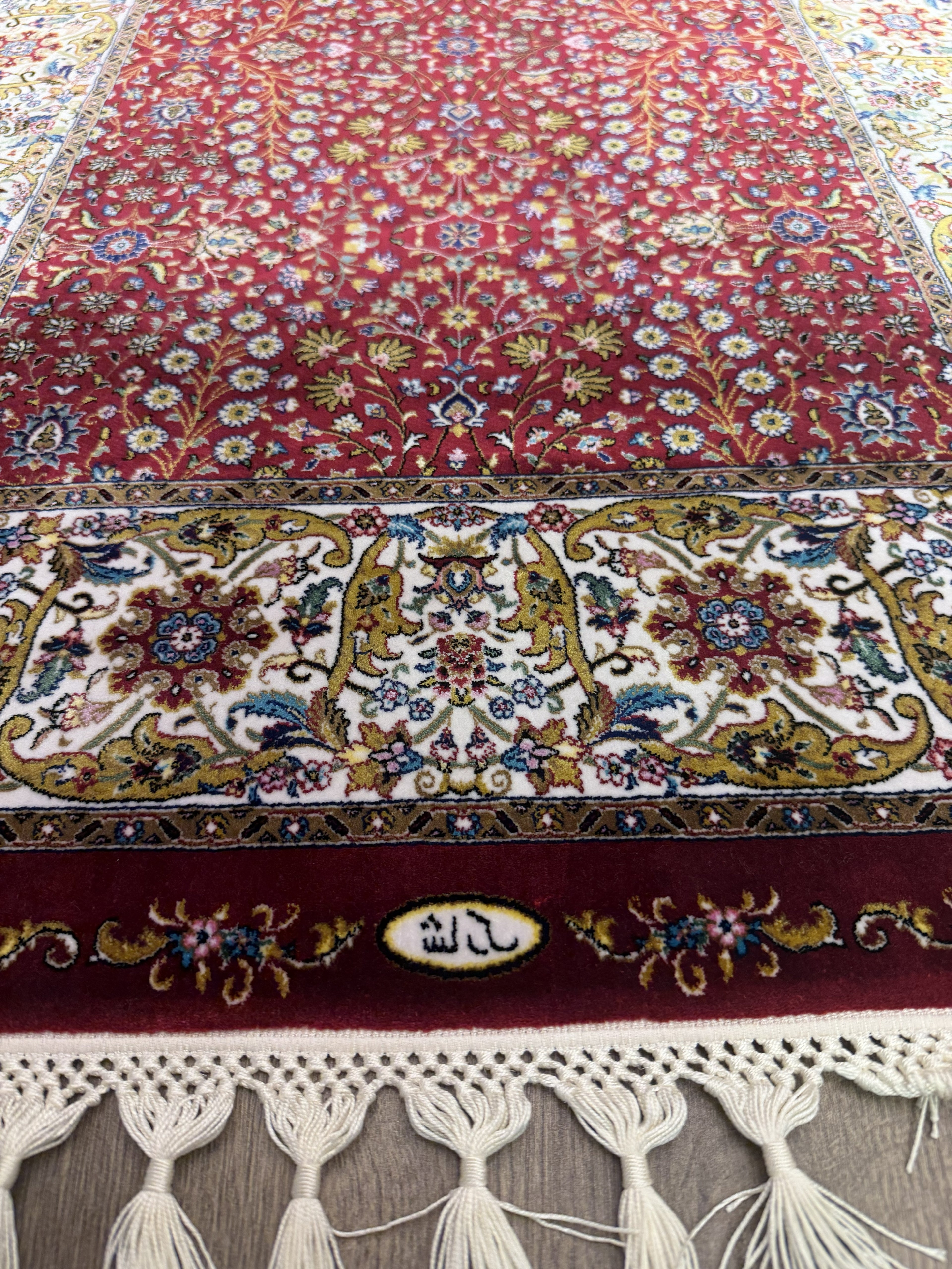 3x10 Turkish Silk Runner Rug Ivory Red Oriental Hallway Runner brand new