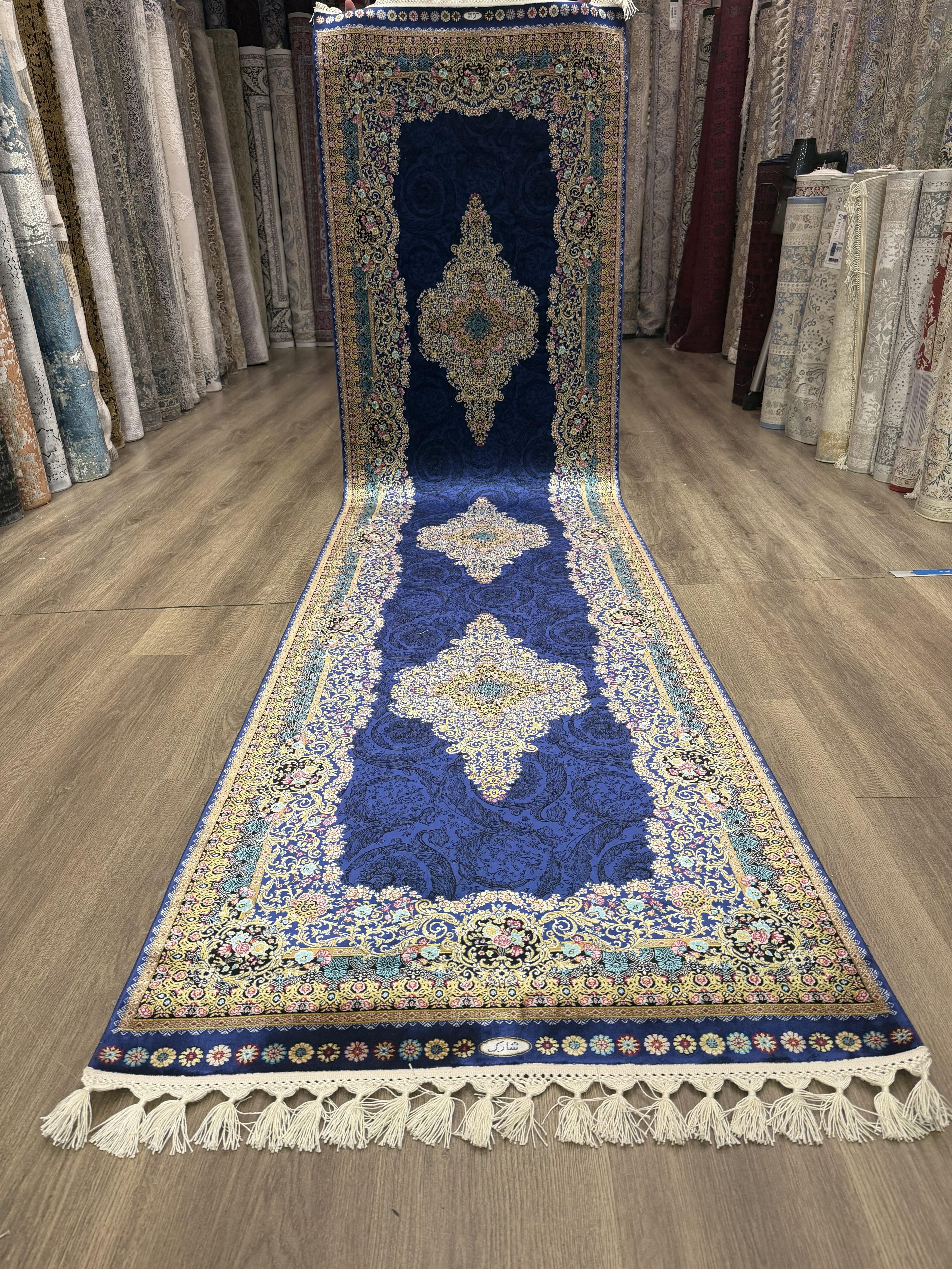 3x10 Turkish Silk Runner Rug Blue Oriental Floral Hallway Runner brand new