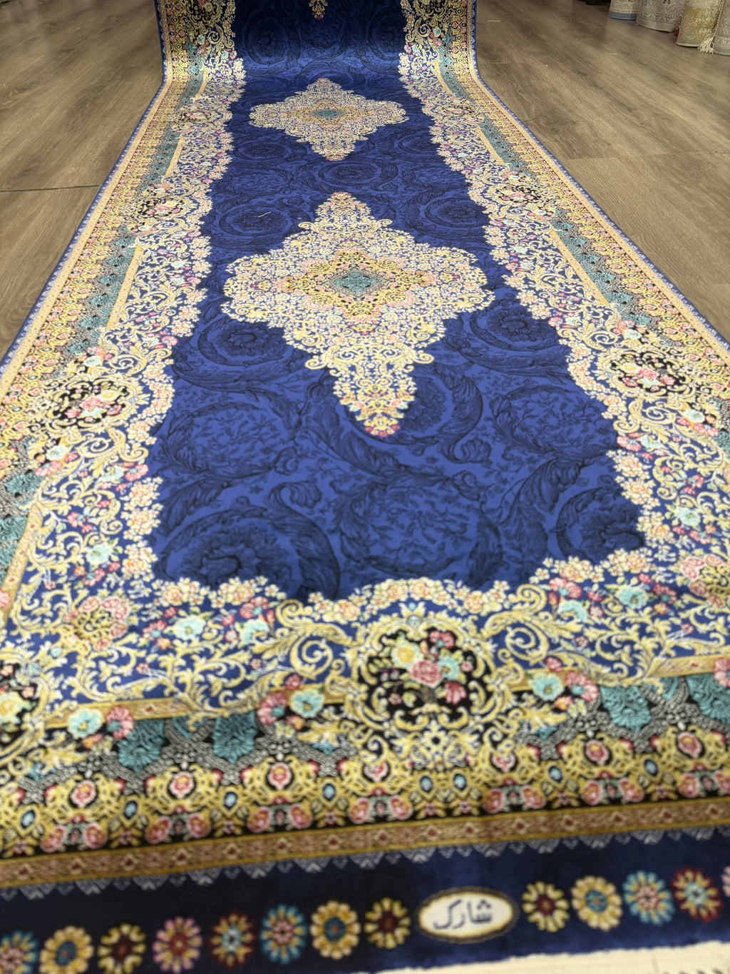 3x10 Turkish Silk Runner Rug Blue Oriental Floral Hallway Runner brand new