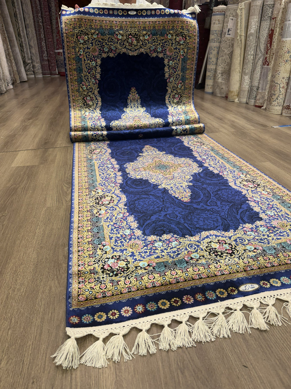 3x10 Turkish Silk Runner Rug Blue Oriental Floral Hallway Runner brand new