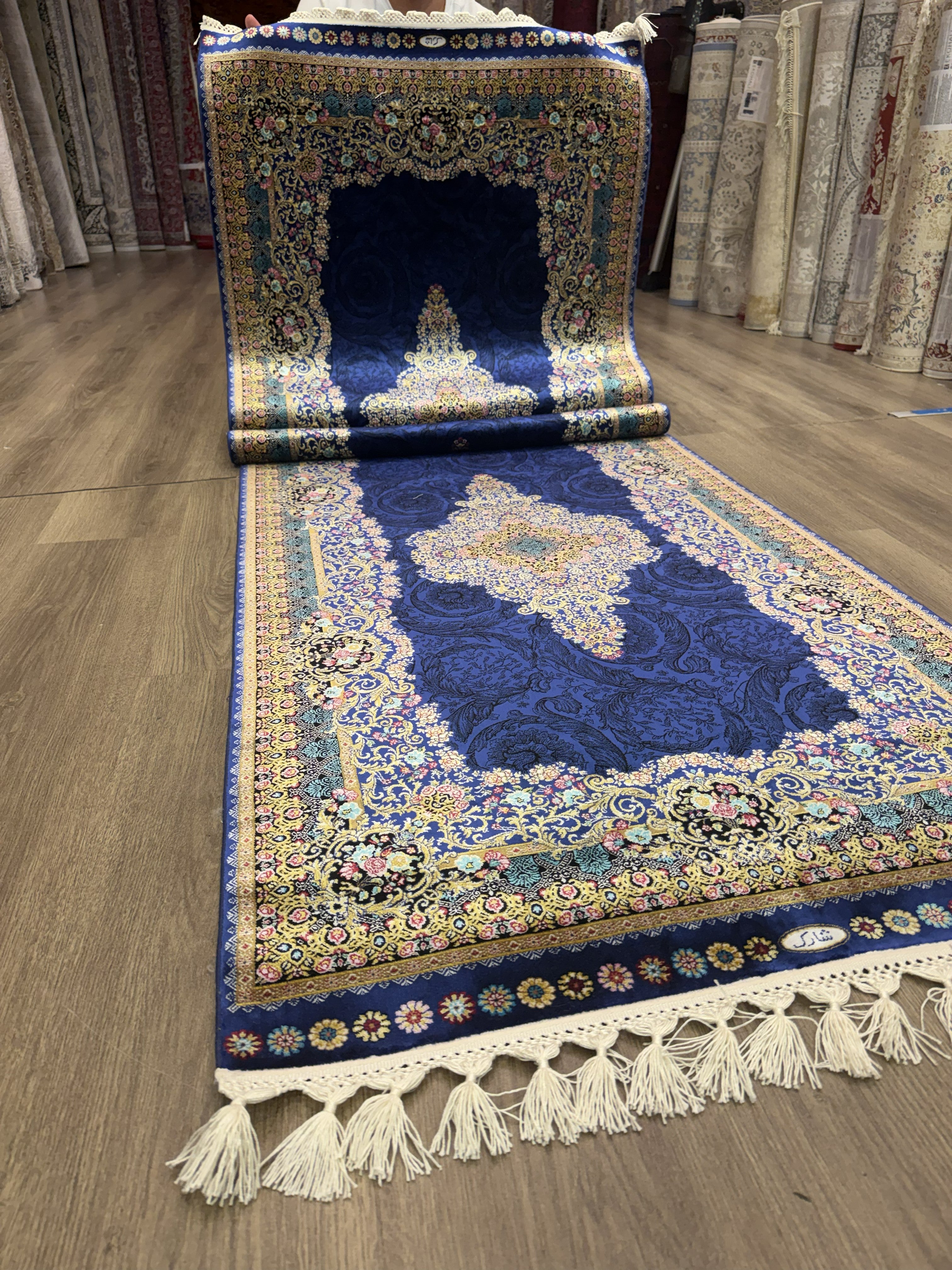 3x10 Turkish Silk Runner Rug Blue Oriental Floral Hallway Runner brand new