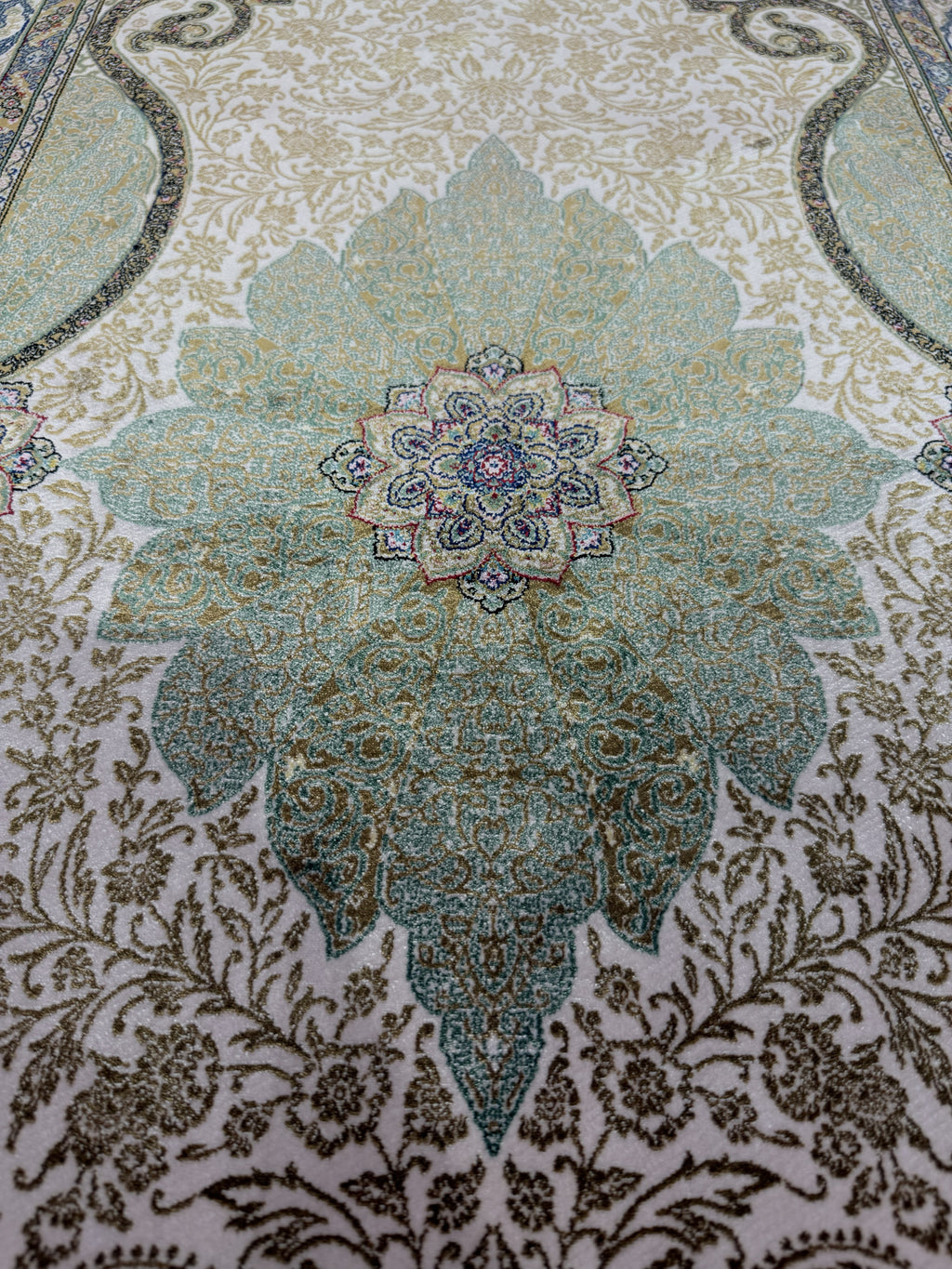 Luxury Turkish Silk Runner Rug 3x10 Green Ivory Oriental Hallway Rug brand new