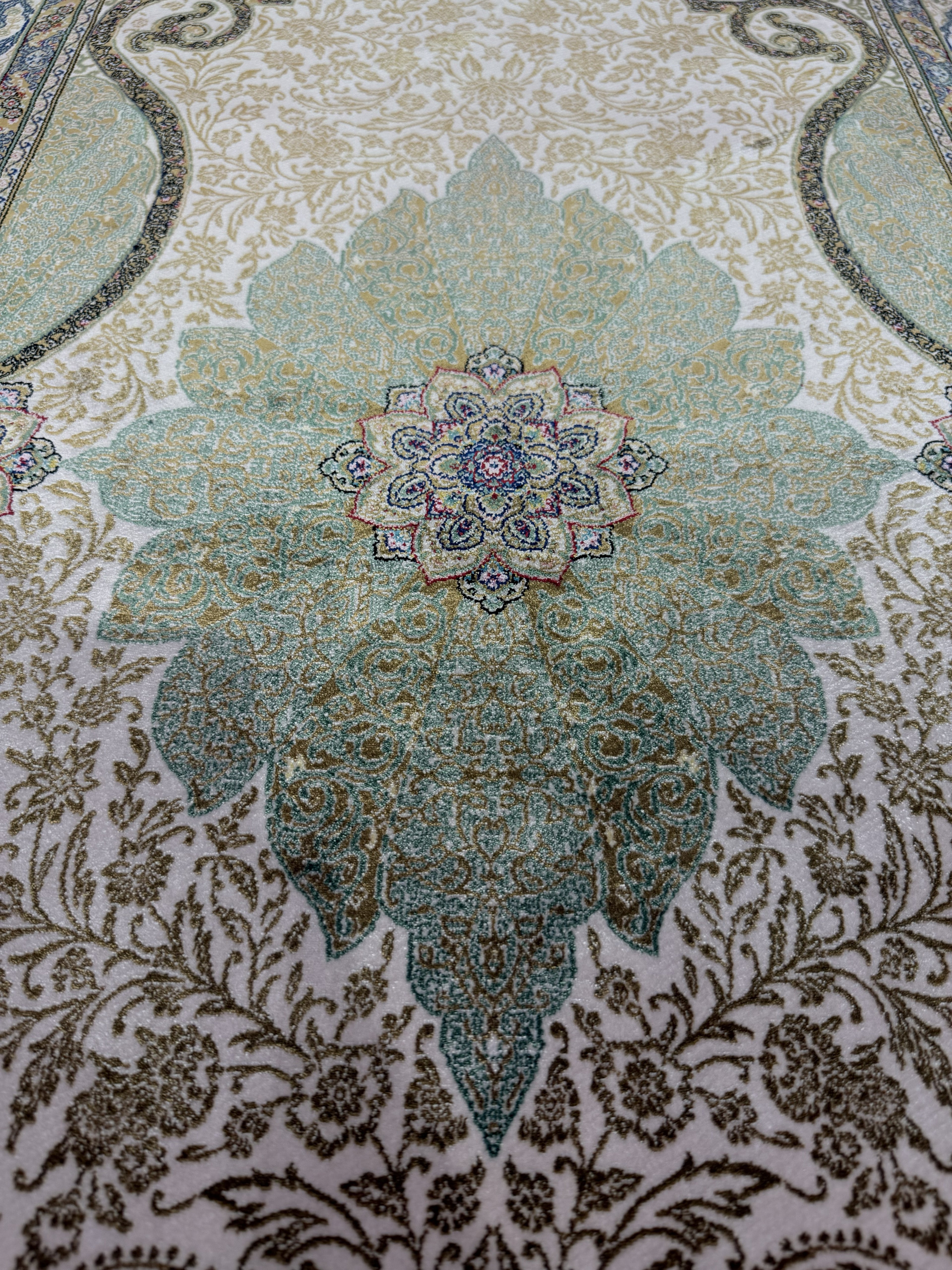 Luxury Turkish Silk Runner Rug 3x10 Green Ivory Oriental Hallway Rug brand new