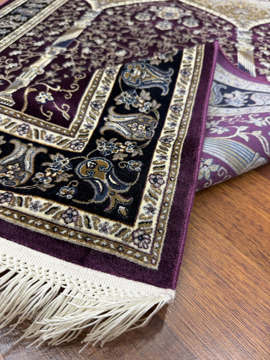 Purple Turkish Prayer Rug Silk Seccade 3x5 Ft Islamic Rug New