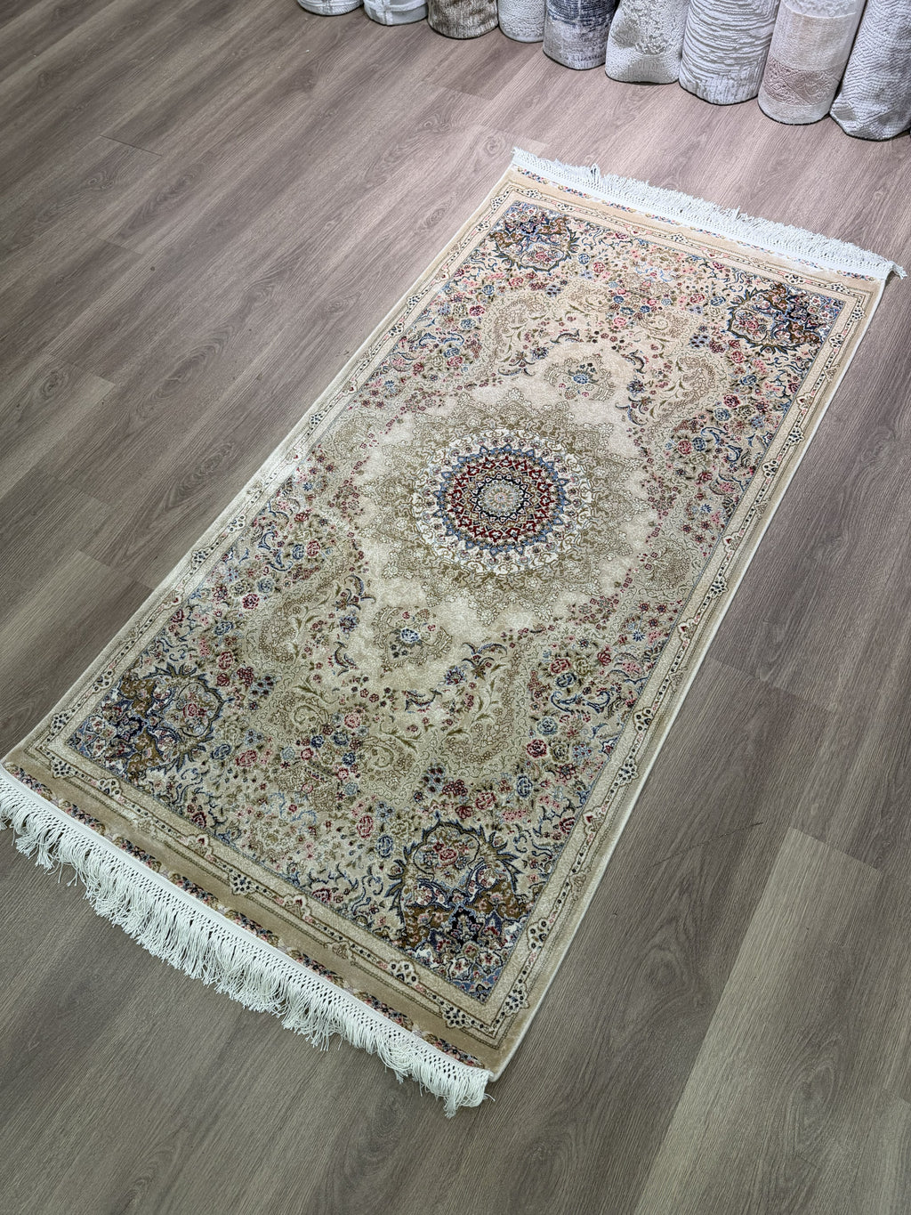Turkish Silk Prayer Rug 2x4 Ft Floral Machine-Woven Islamic Seccade brand new