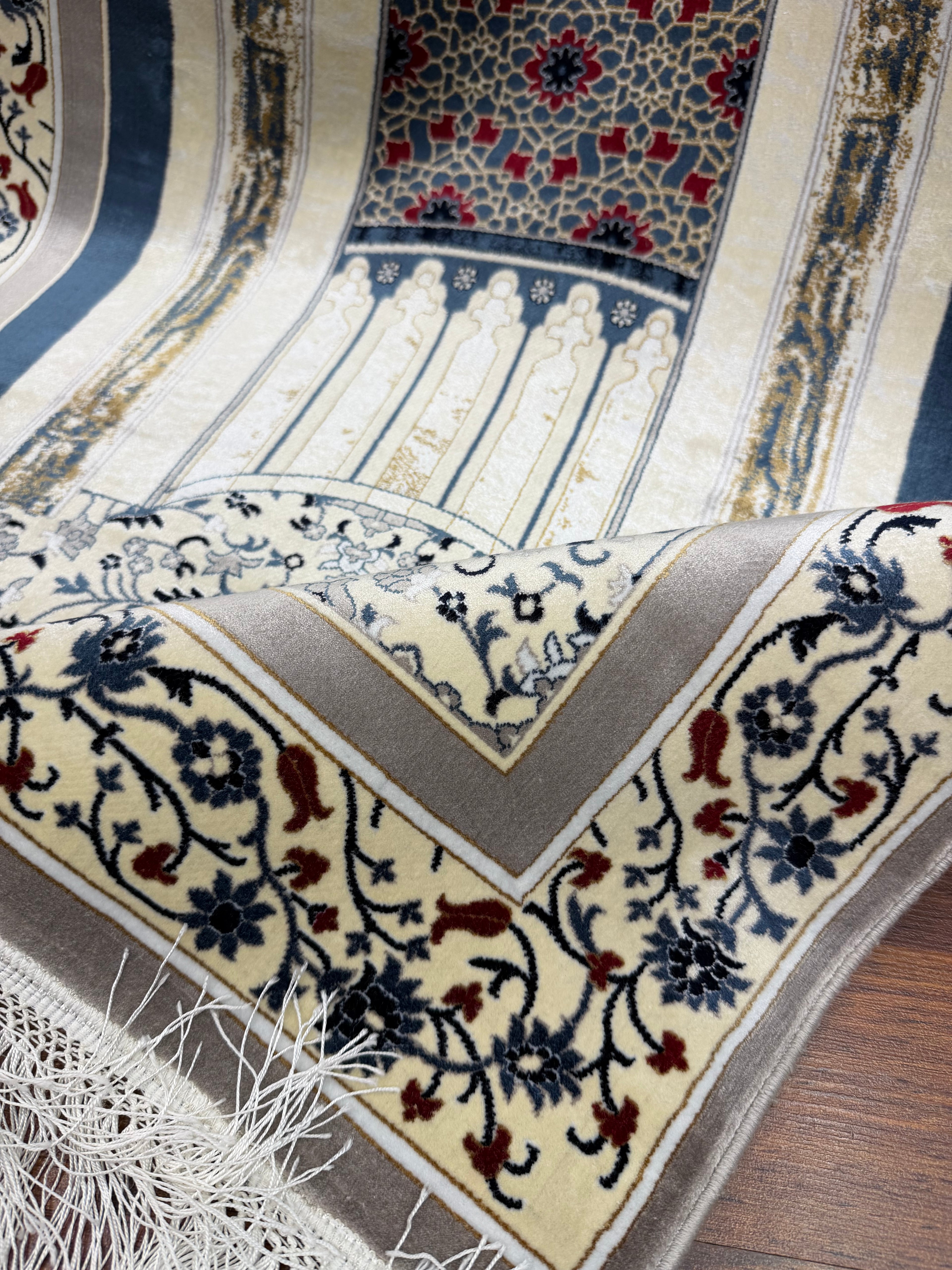 Turkish Silk Prayer Rug 2x4 Ft Islamic Seccade Small Runner Turkey
