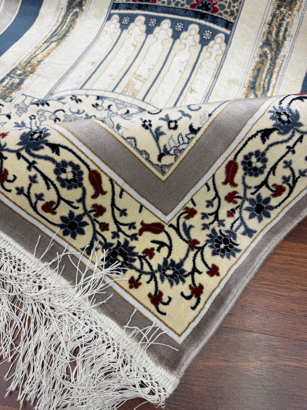 Turkish Silk Prayer Rug 2x4 Ft Islamic Seccade Small Runner Turkey
