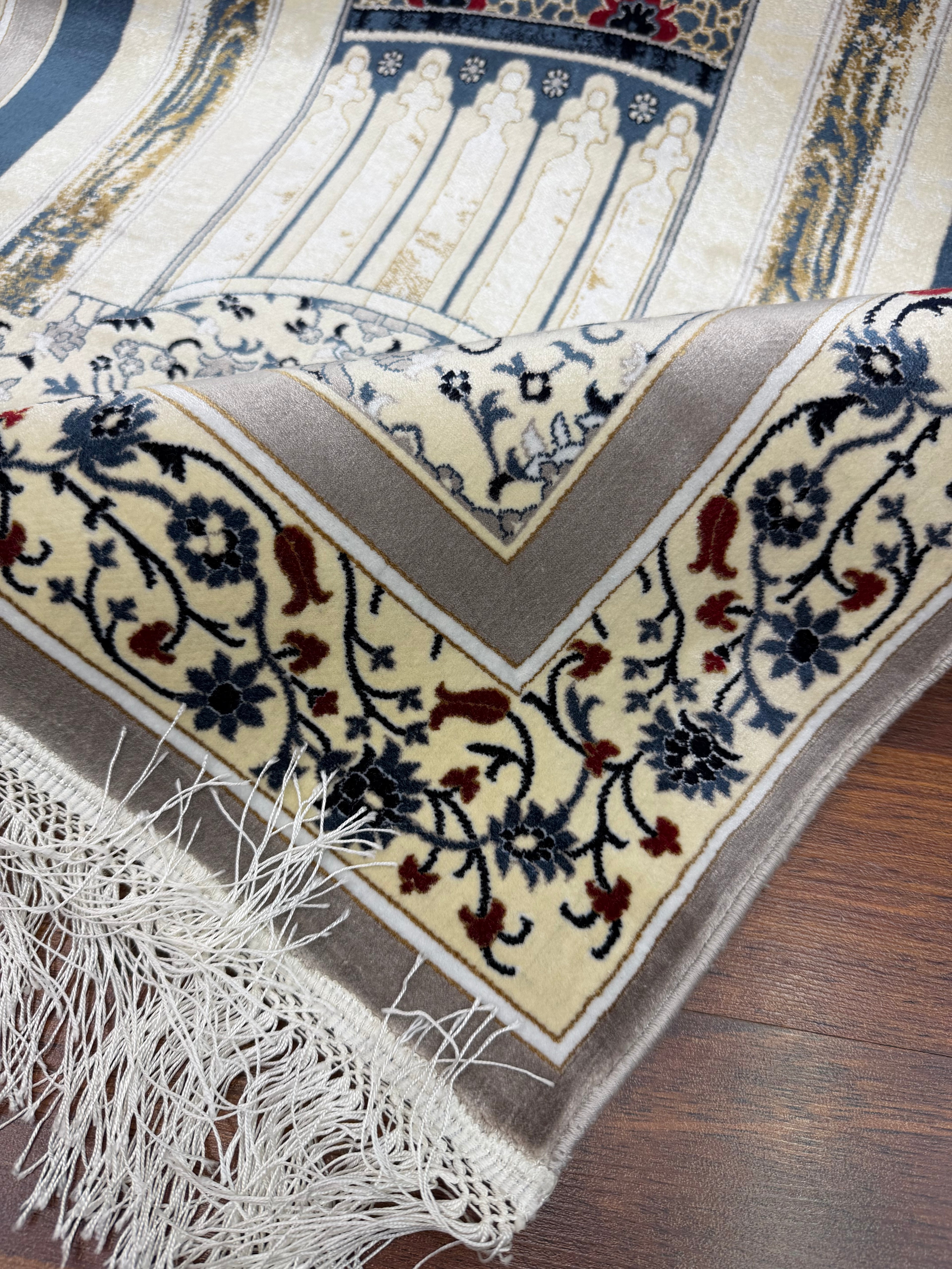 Turkish Silk Prayer Rug 2x4 Ft Islamic Seccade Small Runner Turkey