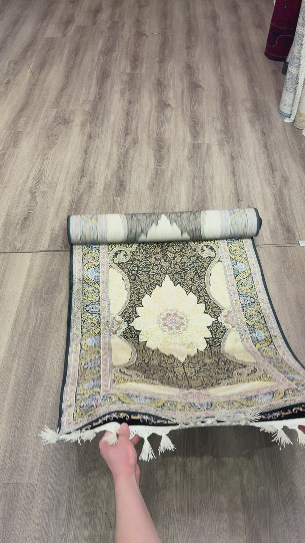 Luxury Turkish Silk Runner Rug 3x10 Black Gold Oriental Hallway Rug brand new