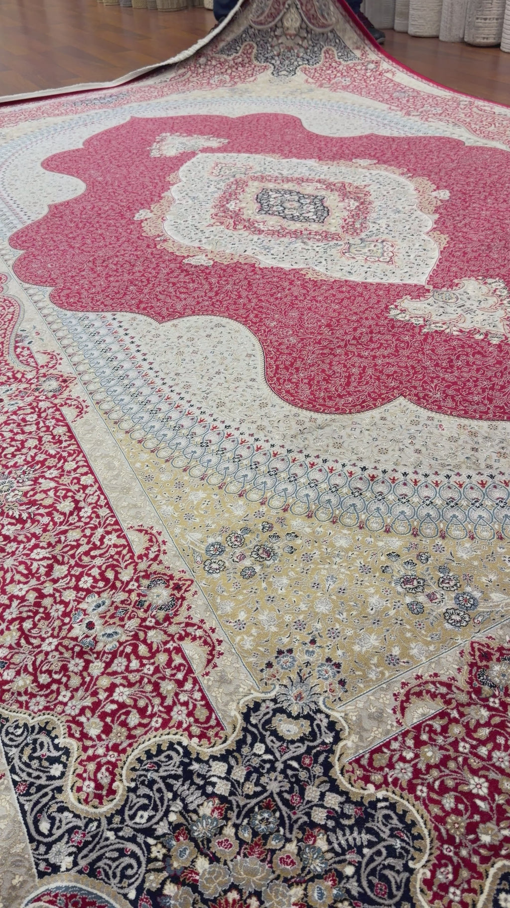 Luxury Turkish Silk Rug 7x10 Red Ivory Oriental Area Carpet Handmade Fringe New