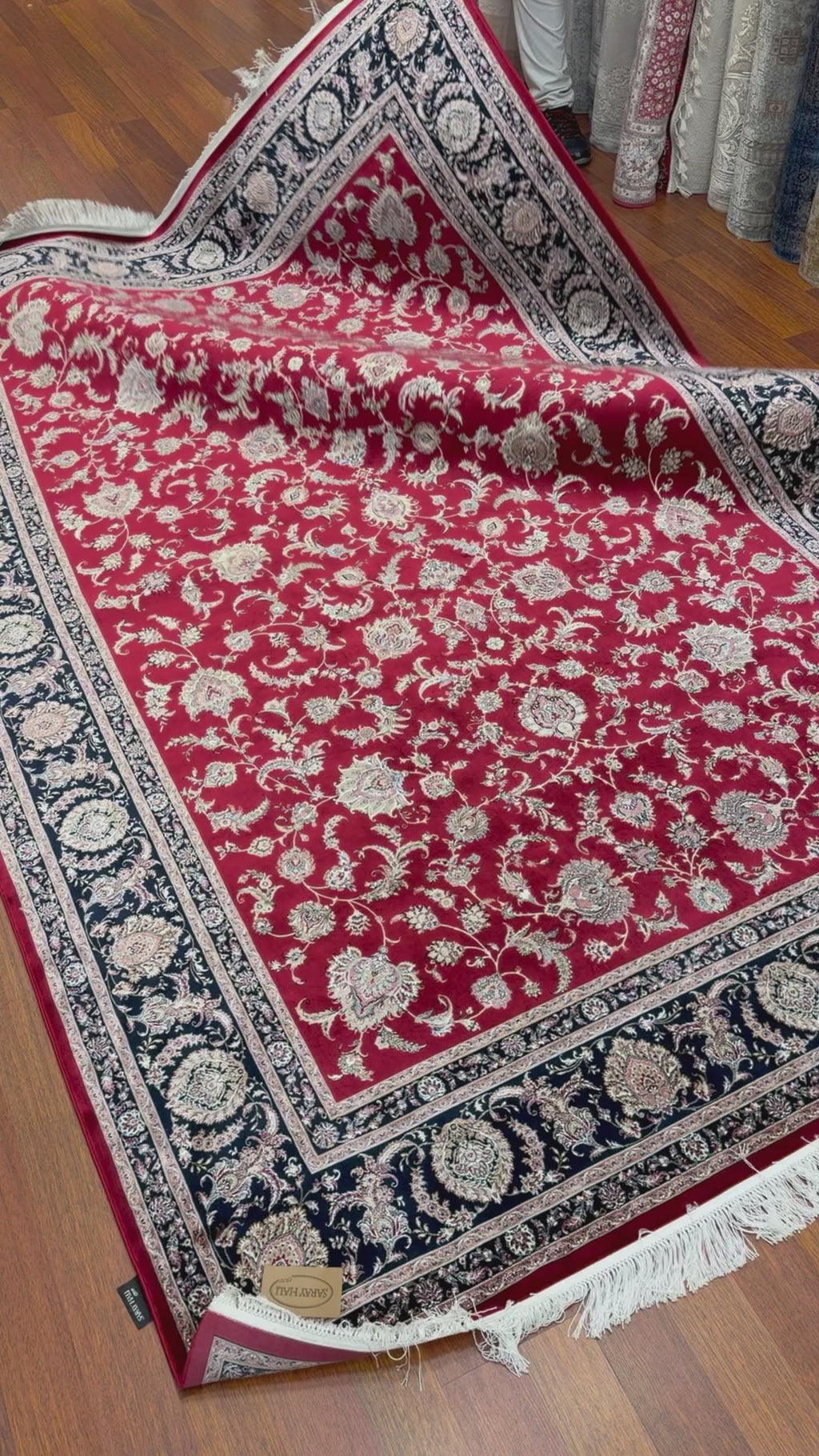 Luxury Turkish Silk Rug 7x10 Ft Red Black Persian Oriental Area Carpet brand new